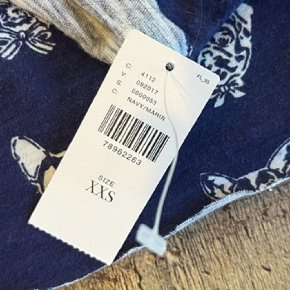 Maeve Anthropologie Navy Blue Dog Graphic T-Shirt Long Sleeves XXS NEW - Picture 5 of 8